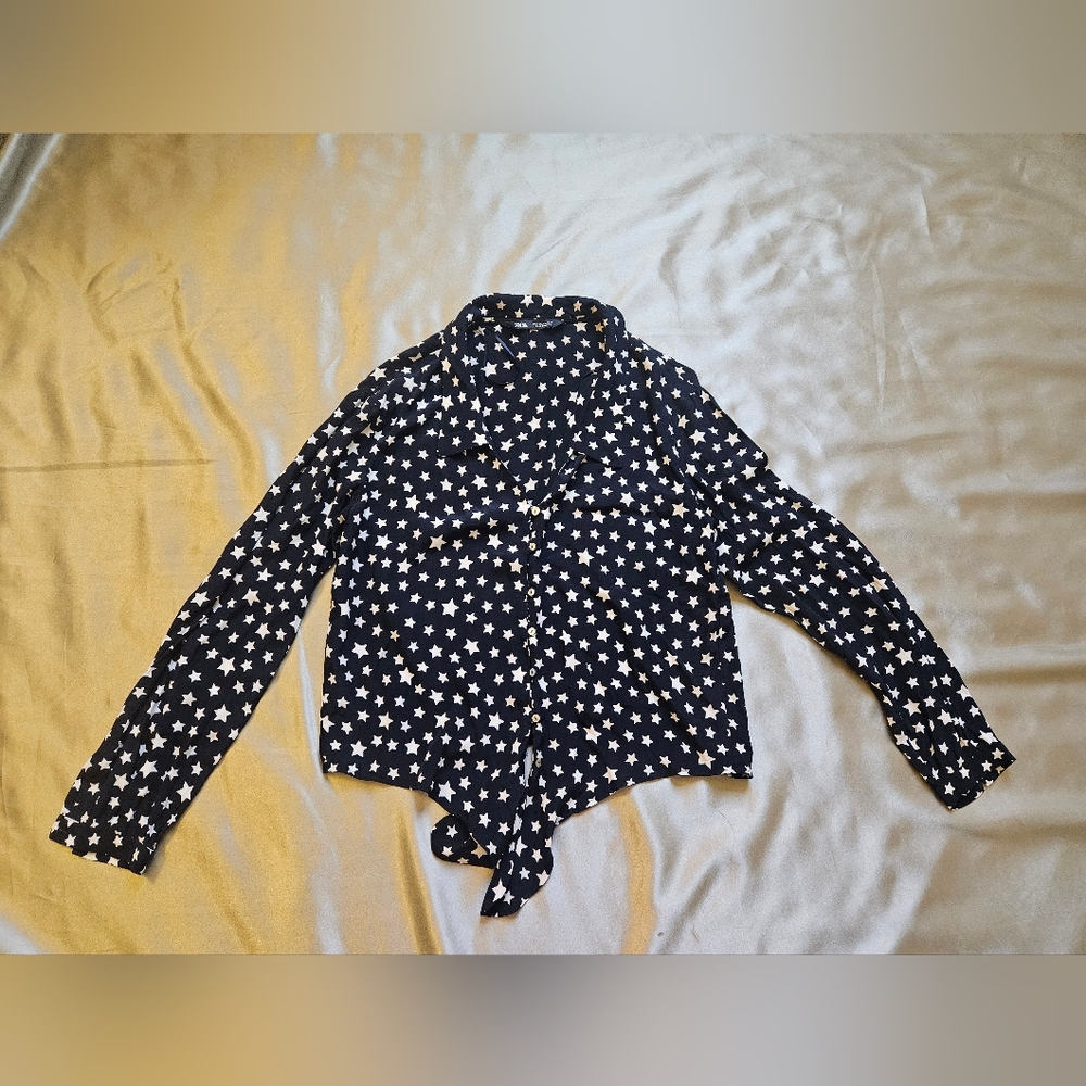 Zara Navy Star Print Shirt